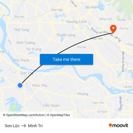 Sơn Lộc to Minh Trí map