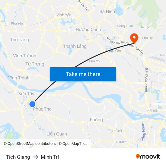 Tích Giang to Minh Trí map