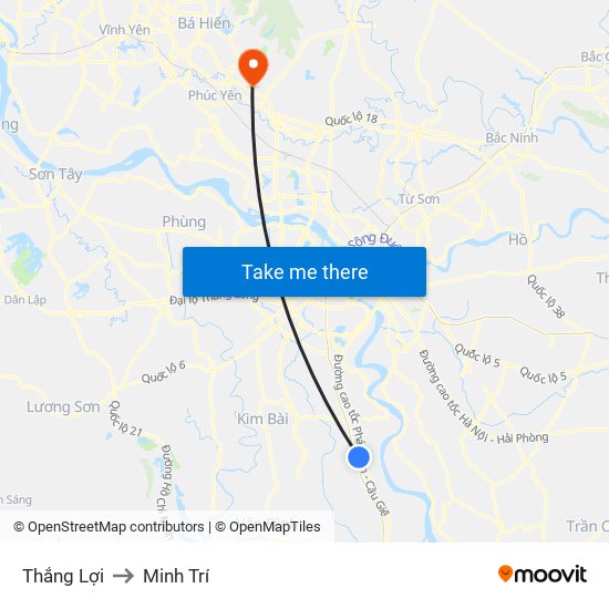 Thắng Lợi to Minh Trí map