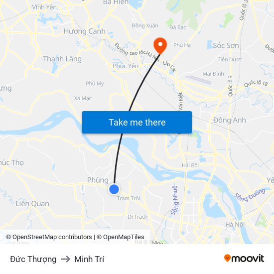 Đức Thượng to Minh Trí map