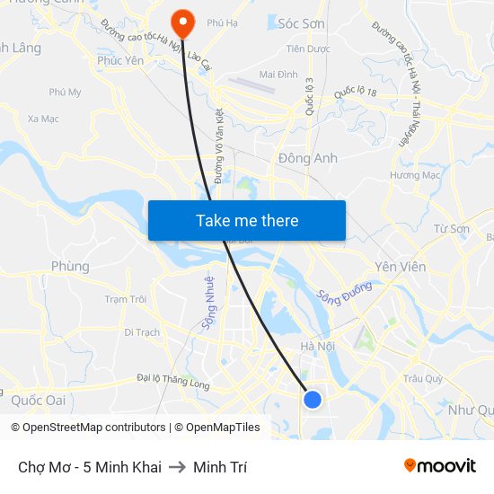 Chợ Mơ - 5 Minh Khai to Minh Trí map