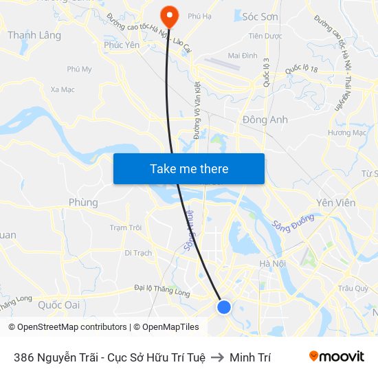 386 Nguyễn Trãi - Cục Sở Hữu Trí Tuệ to Minh Trí map