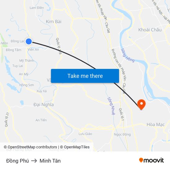Đồng Phú to Minh Tân map