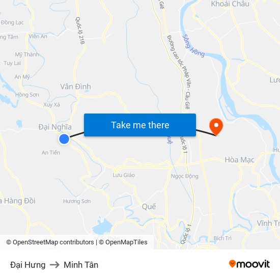 Đại Hưng to Minh Tân map