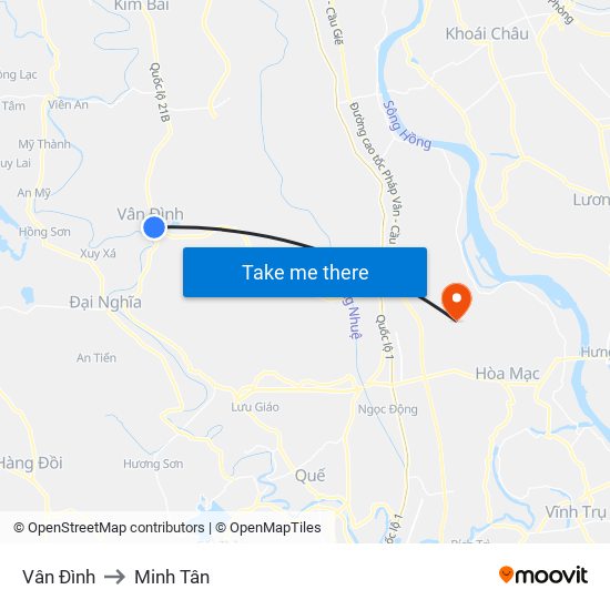 Vân Đình to Minh Tân map