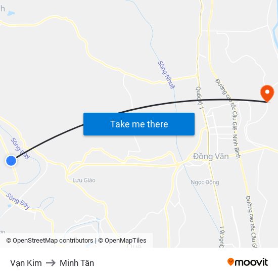 Vạn Kim to Minh Tân map