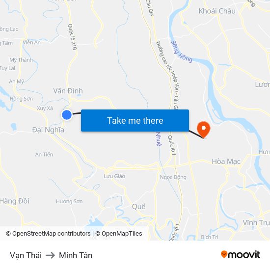 Vạn Thái to Minh Tân map