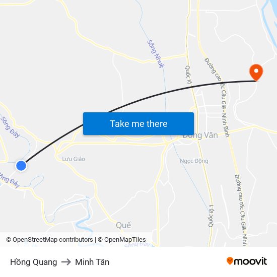 Hồng Quang to Minh Tân map