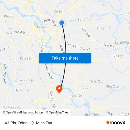 Xã Phù Đổng to Minh Tân map