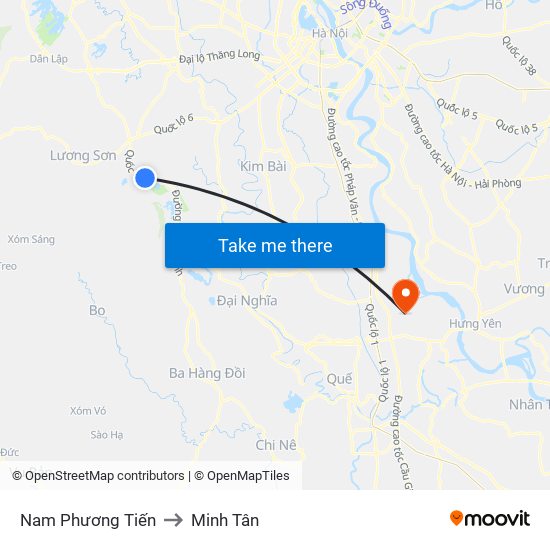 Nam Phương Tiến to Minh Tân map