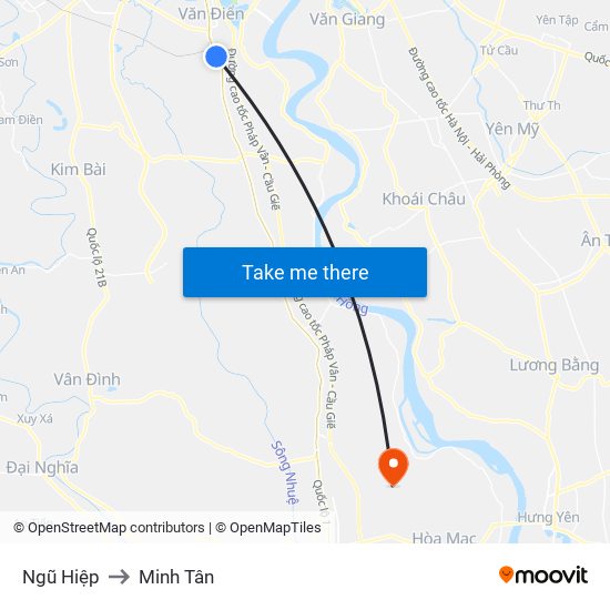 Ngũ Hiệp to Minh Tân map