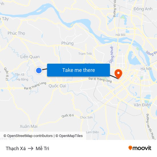 Thạch Xá to Mễ Trì map