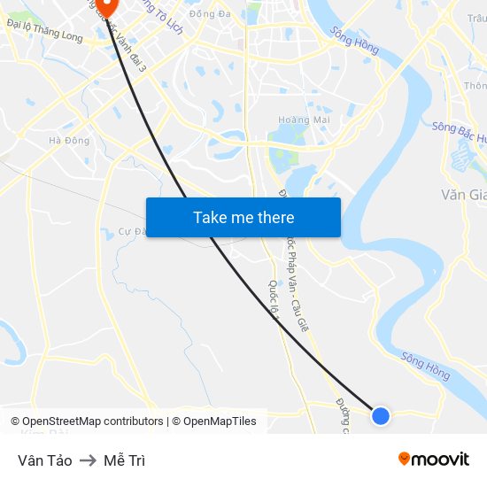 Vân Tảo to Mễ Trì map