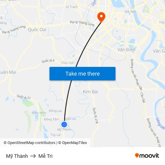 Mỹ Thành to Mễ Trì map
