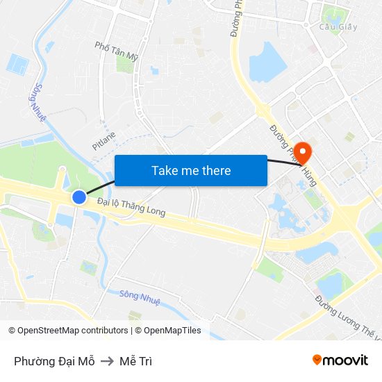 Phường Đại Mỗ to Mễ Trì map