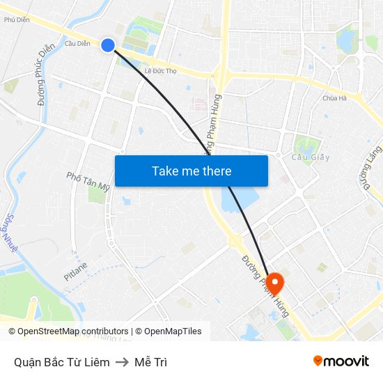 Quận Bắc Từ Liêm to Mễ Trì map