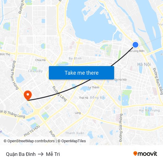 Quận Ba Đình to Mễ Trì map