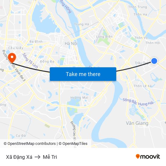 Xã Đặng Xá to Mễ Trì map