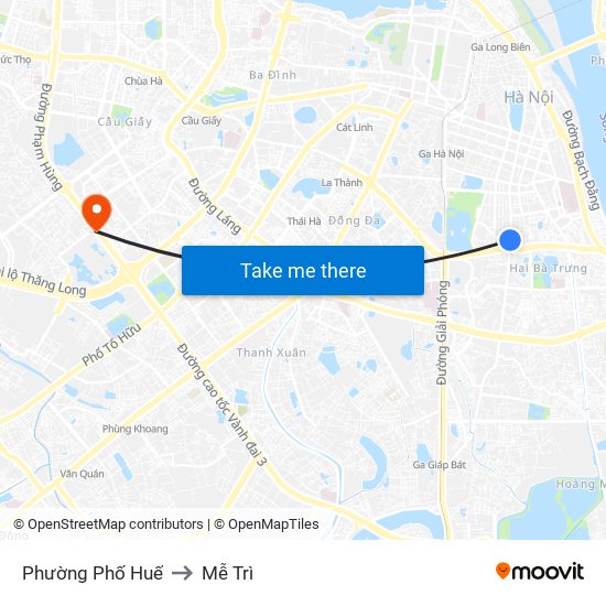 Phường Phố Huế to Mễ Trì map