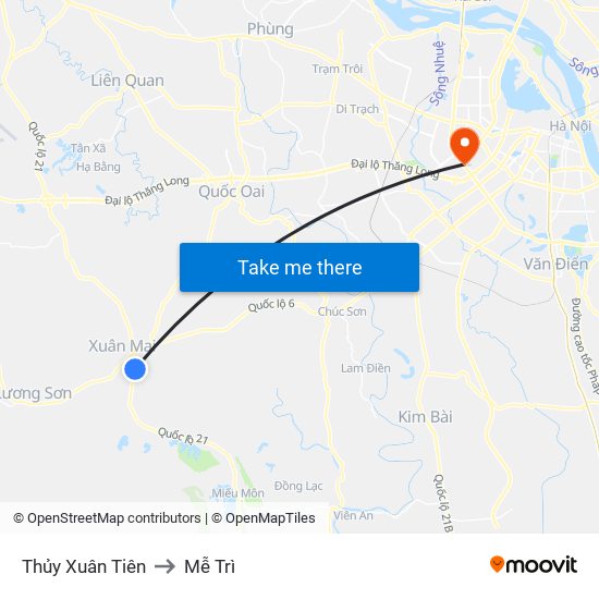 Thủy Xuân Tiên to Mễ Trì map