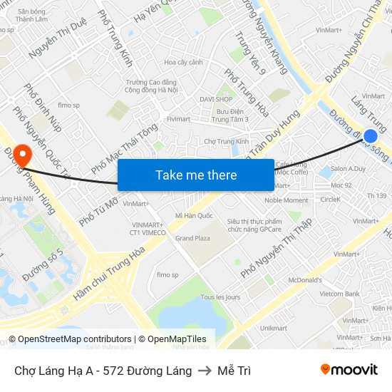 Chợ Láng Hạ A - 572 Đường Láng to Mễ Trì map