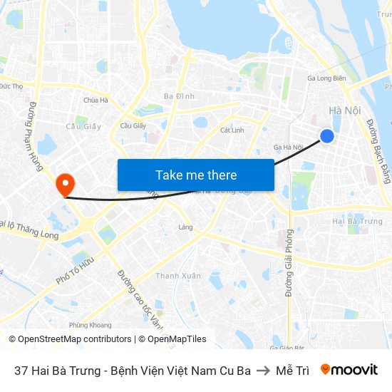 37 Hai Bà Trưng - Bệnh Viện Việt Nam Cu Ba to Mễ Trì map