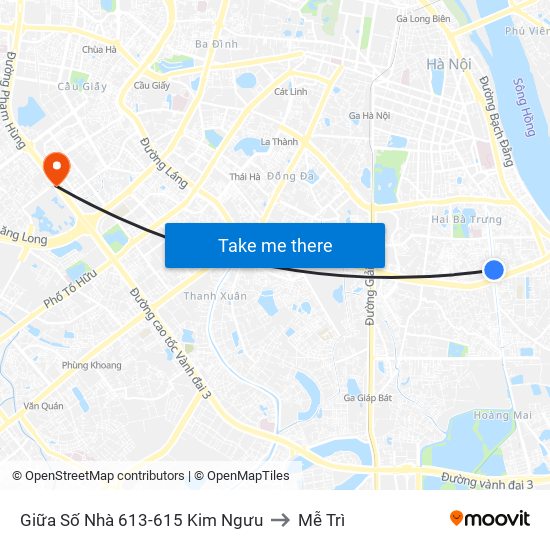 Giữa Số Nhà 613-615 Kim Ngưu to Mễ Trì map