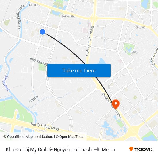 Khu Đô Thị Mỹ Đình Ii- Nguyễn Cơ Thạch to Mễ Trì map