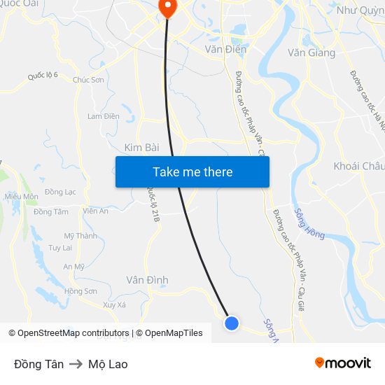 Đồng Tân to Mộ Lao map