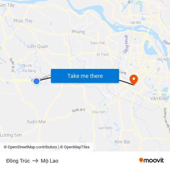Đồng Trúc to Mộ Lao map