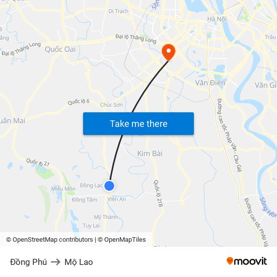 Đồng Phú to Mộ Lao map