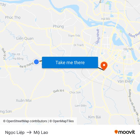 Ngọc Liệp to Mộ Lao map