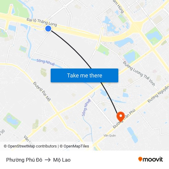 Phường Phú Đô to Mộ Lao map