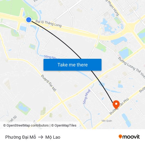 Phường Đại Mỗ to Mộ Lao map