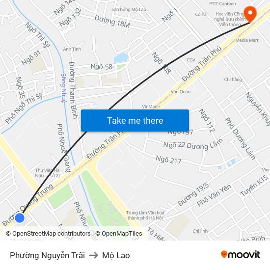 Phường Nguyễn Trãi to Mộ Lao map
