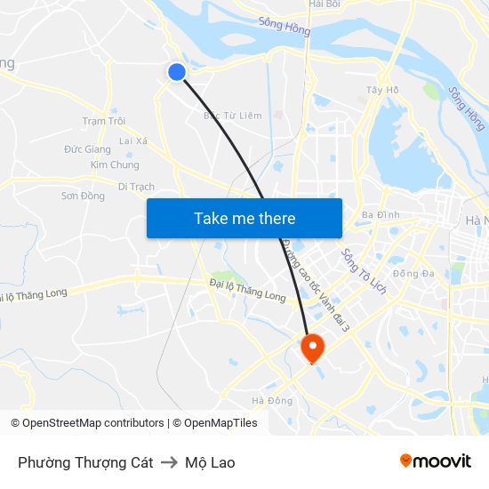 Phường Thượng Cát to Mộ Lao map