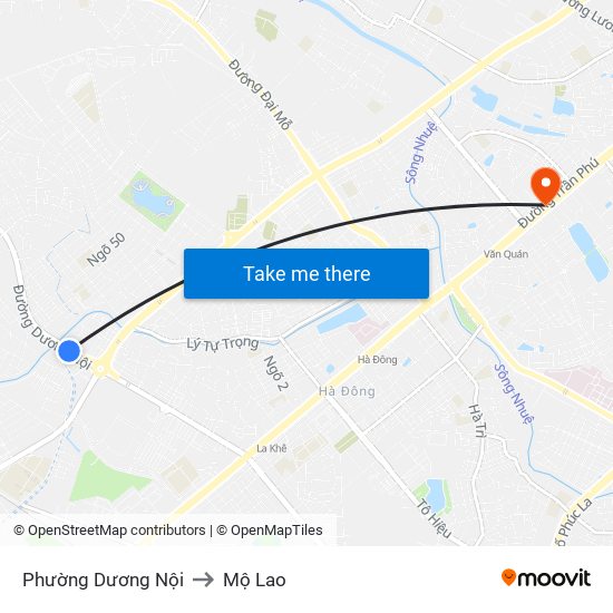 Phường Dương Nội to Mộ Lao map