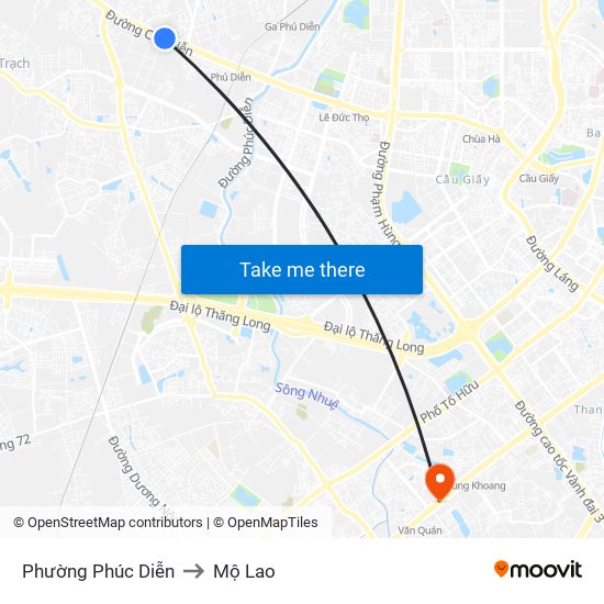 Phường Phúc Diễn to Mộ Lao map