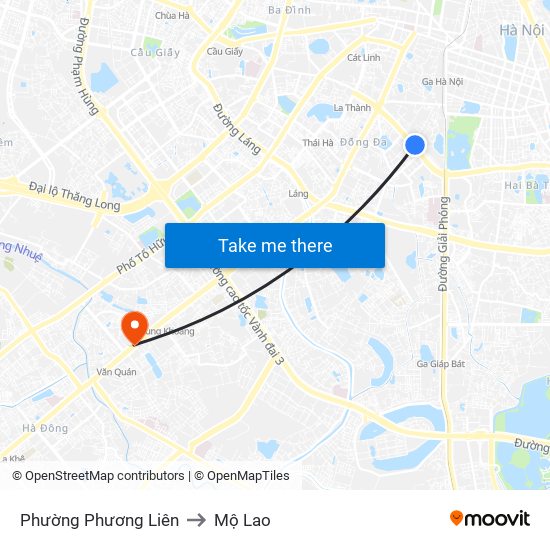 Phường Phương Liên to Mộ Lao map