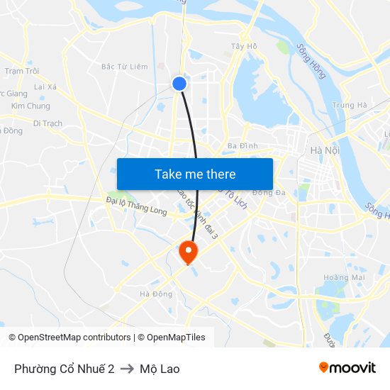 Phường Cổ Nhuế 2 to Mộ Lao map