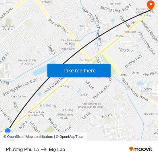 Phường Phú La to Mộ Lao map