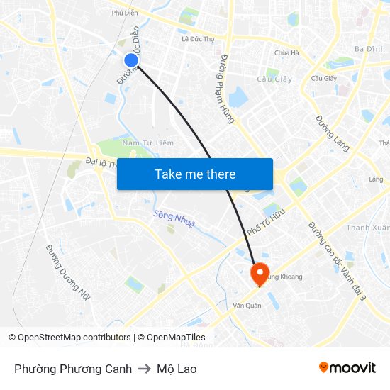Phường Phương Canh to Mộ Lao map