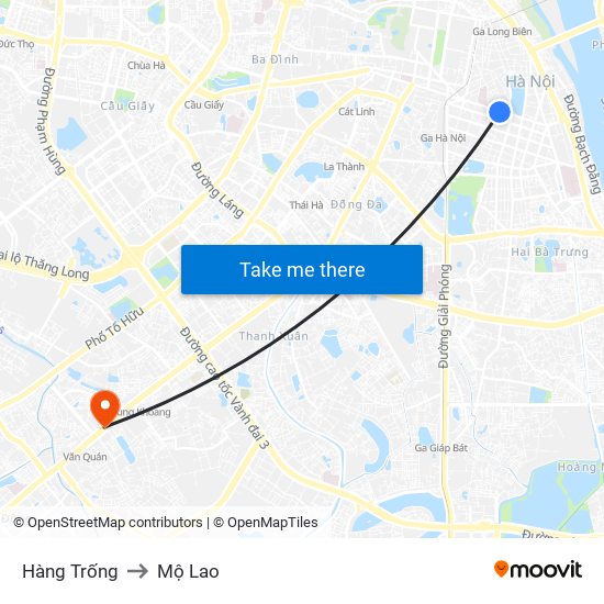 Hàng Trống to Mộ Lao map