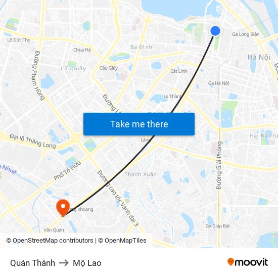 Quán Thánh to Mộ Lao map