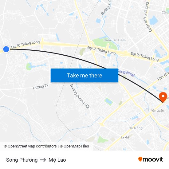 Song Phương to Mộ Lao map