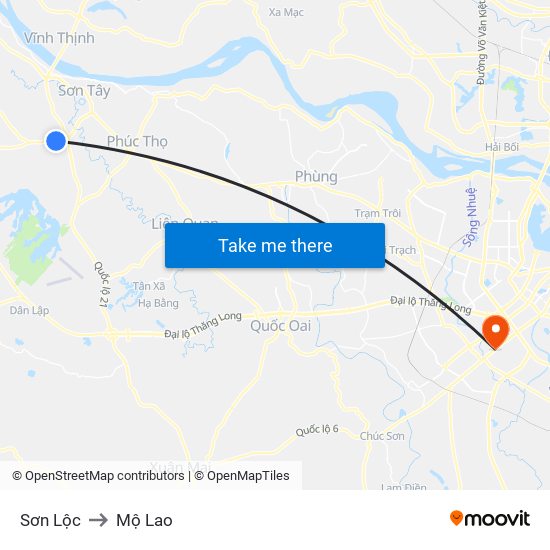 Sơn Lộc to Mộ Lao map
