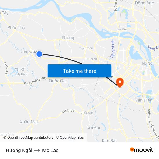Hương Ngải to Mộ Lao map