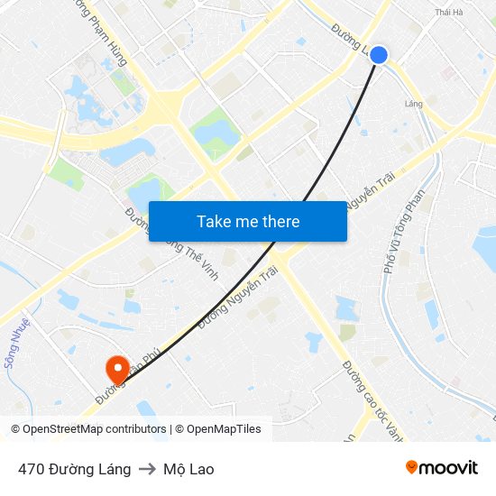 470 Đường Láng to Mộ Lao map