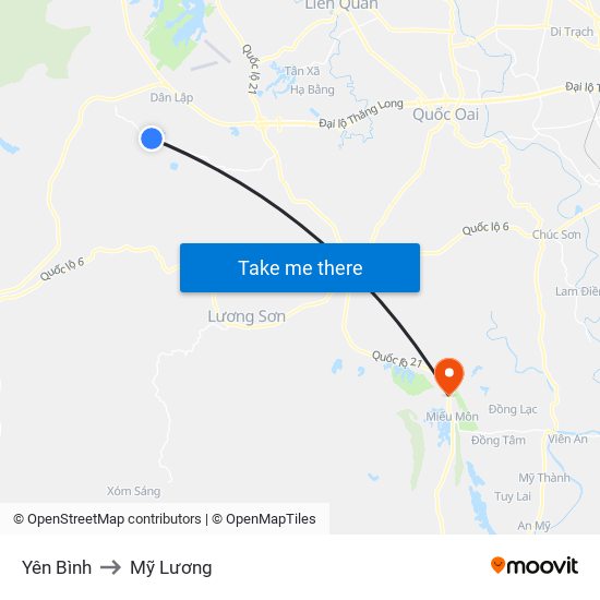 Yên Bình to Mỹ Lương map