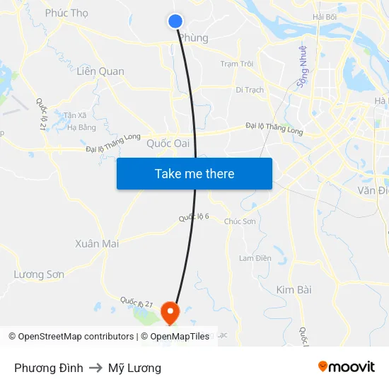 Phương Đình to Mỹ Lương map